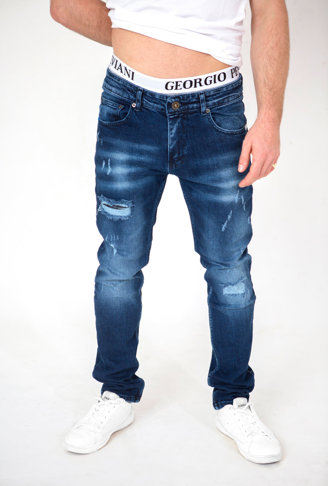 Georgio Peviani Men's Slim Fit Denim Jeans - Red, Yellow, Green - Waist 32-42 Regular